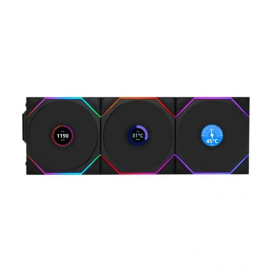 LIAN LI Uni Fan TL120mm LCD Wireless ARGB Cabinet Fan (Black) (Triple Pack)