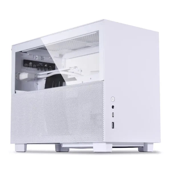 LIAN LI Q58W4 ITX Mini Tower Cabinet With PCIe 4.0 Riser Cable (White)