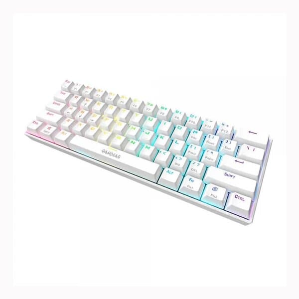GAMDIAS Hermes E3 60% Mechanical Wireless Gaming Keyboard ( White ) ( Blue Switch )