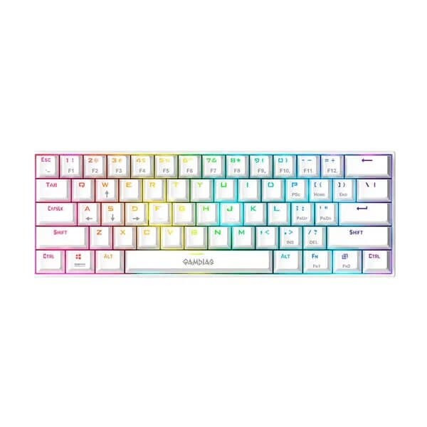 GAMDIAS Hermes E3 60% Mechanical Wireless Gaming Keyboard ( White ) ( Blue Switch )