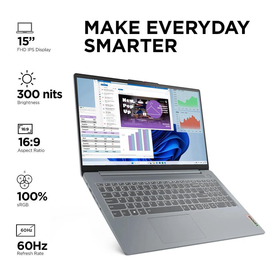 LENOVO IDEAPAD SLIM 3 82X700G4IN [CI3-1315U/8GB/512GB SSD/WIN11 HOME+MS24/15.6"/INTEGRATED GRAPHICS/1 YEAR(S)/GREY]