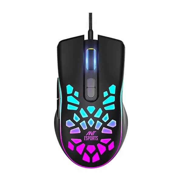 ANT ESPORTS GM80 Wired Ergonomic RGB Gaming Mouse ( GM80 ) ( 3600DPI / 7 Macro Buttons ) (Black )