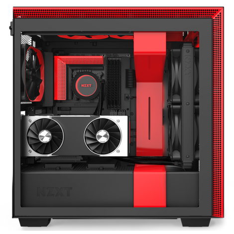 NZXT H710i ATX Mid Tower Cabinet With Tempered Glass And ARGB LED Strip (Black/Red)