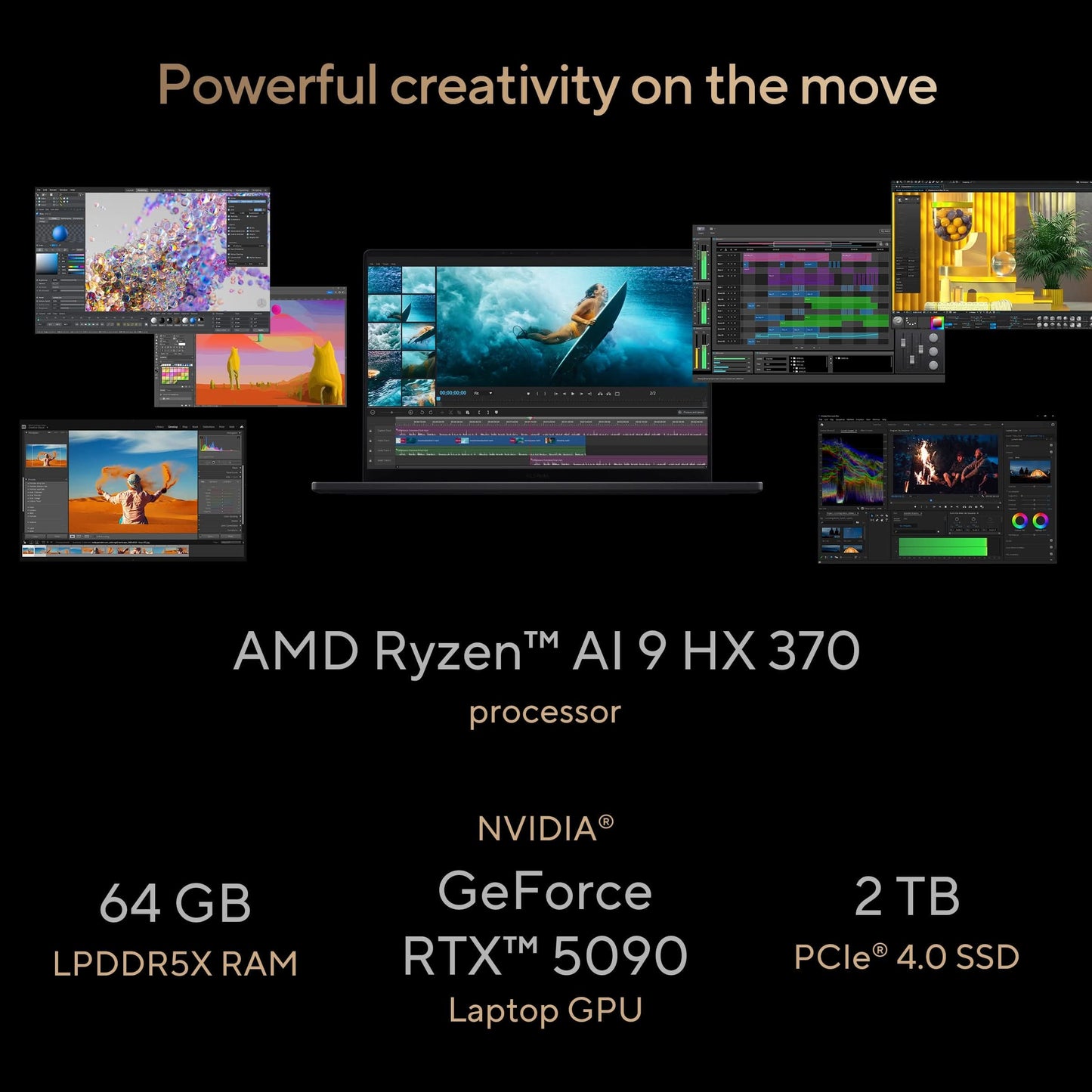 ASUS ProArt P16 OLED, Creator Laptop, AMD Ryzen AI 9 HX 370 (64GB/2TB/RTX 5090/40.64 cms (16) 4K Touch/Windows 11 Home/Office Home 2024 + M365 Basic (1 Year Validity) H7606WX-SE028WS