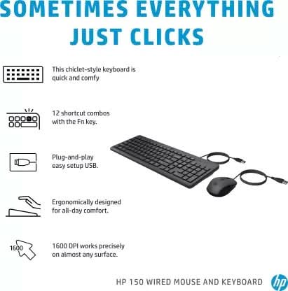 HP 150 USB WIRED KEYBOARD AND MOUSE COMBO