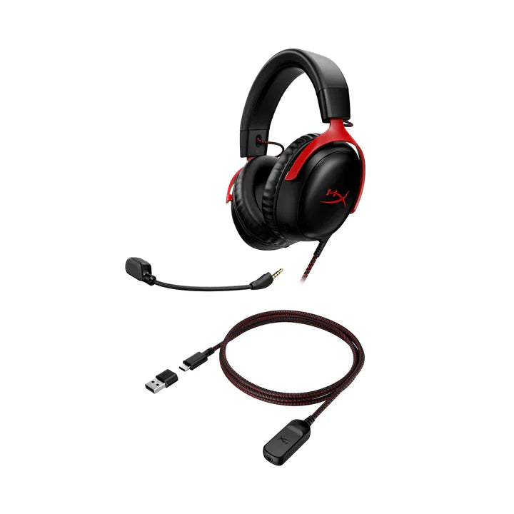 HYPERX Cloud 3 Wired USB 7.1 Surround Gaming Headphone ( Red ) ( PC / PS5 / Xbox )[ HyperX Cloud III]
