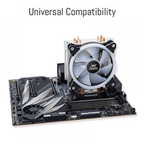 ANT ESPORTS ICE-C612 With RGB LED PWM Single Tower CPU Air Cooler/Fan (Black)