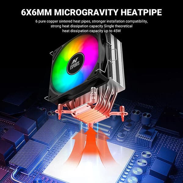 ANT ESPORTS ICE-C612 V2 ARGB 120mm Single Tower CPU Air Cooler (Black)