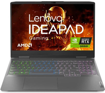 LENOVO AMD RYZEN 5 - (16 GB/512 GB SSD/WINDOWS 11 HOME/4 GB GRAPHICS/NVIDIA GEFORCE RTX NVIDIA GEFORCE RTX 2050) 82SB00QJIN GAMING LAPTOP (15.6 INCH, ONYX GREY, WITH MS OFFICE)