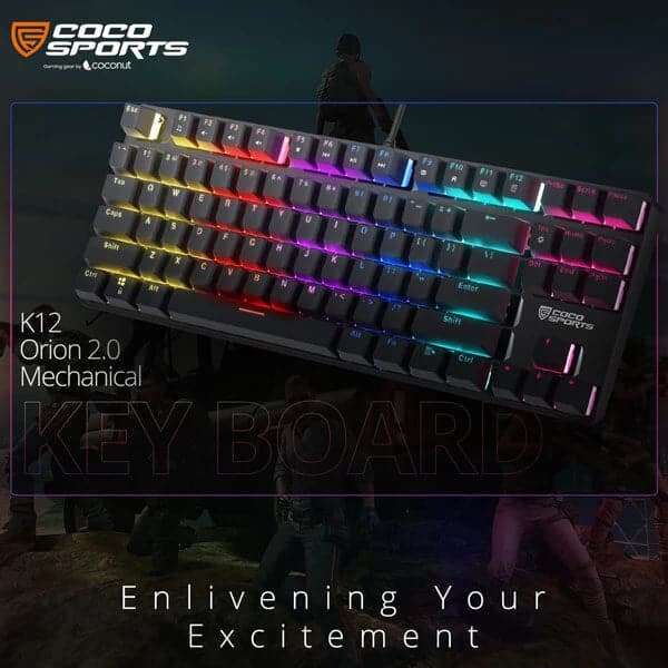 COCONUT K12 Orion Tenkeyless Mechanical Wired Gaming Keyboard ( Black ) ( Red Switch )