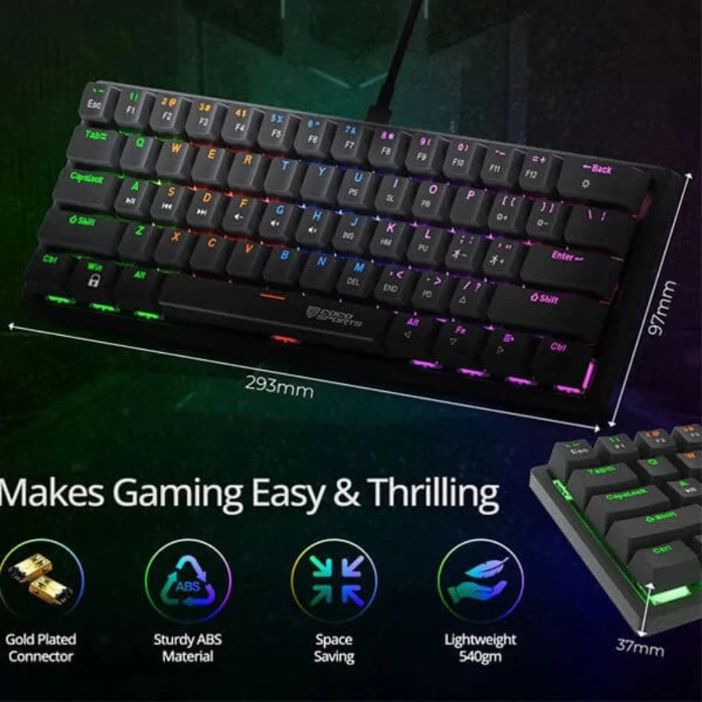 COCONUT K21 Virgo Mini 60% Mechanical Wired Gaming Keyboard ( Black ) ( Red Switch )