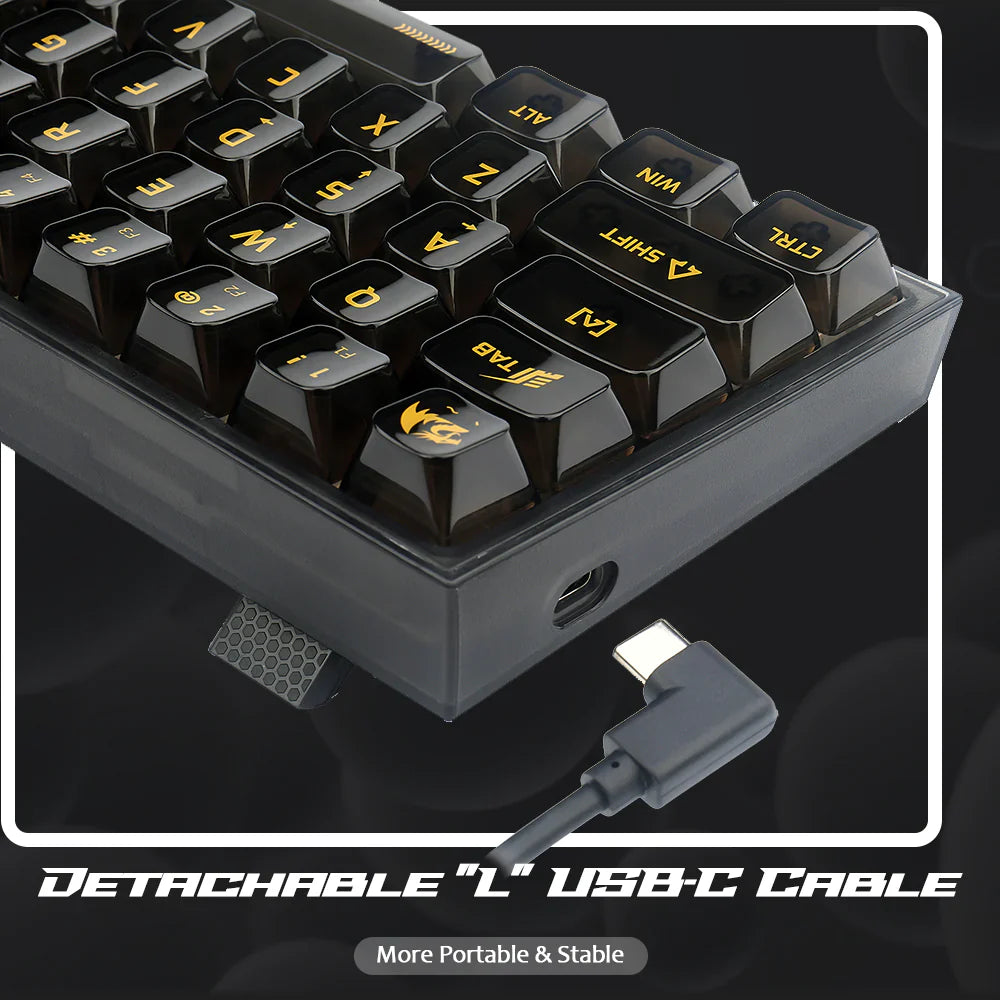 REDRAGON K617 Fizz 60% Mechanical Wired Gaming Keyboard ( Black Transparent ) ( Translucent Custom Switch )
