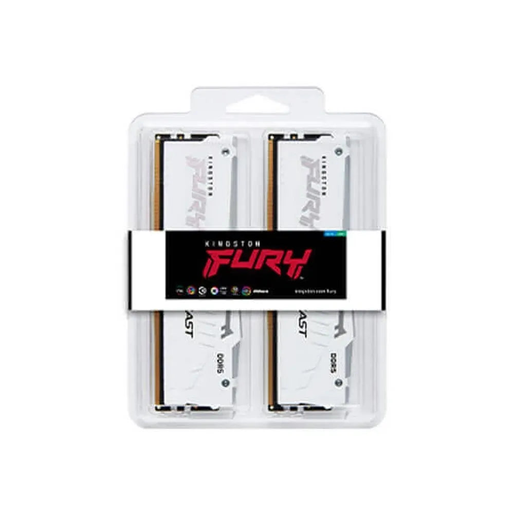KINGSTON Fury Beast RGB 64GB ( 32GBx2 ) DDR5 6000MHz RAM ( White ) ( CL36 )