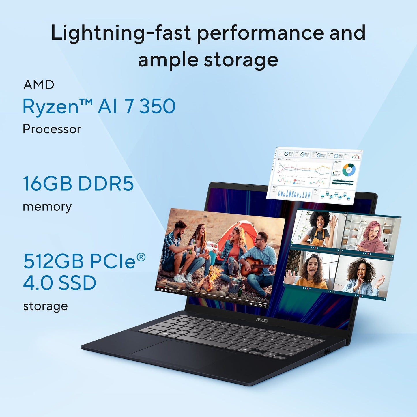 ASUS VIVOBOOK 14 M1407KA-LY112WS [AI R7-350/16GB/512GB SSD/WIN11 HOME+MS24/14.0"/INTEGRATED GRAPHICS/1 YEAR(S)/BLUE]