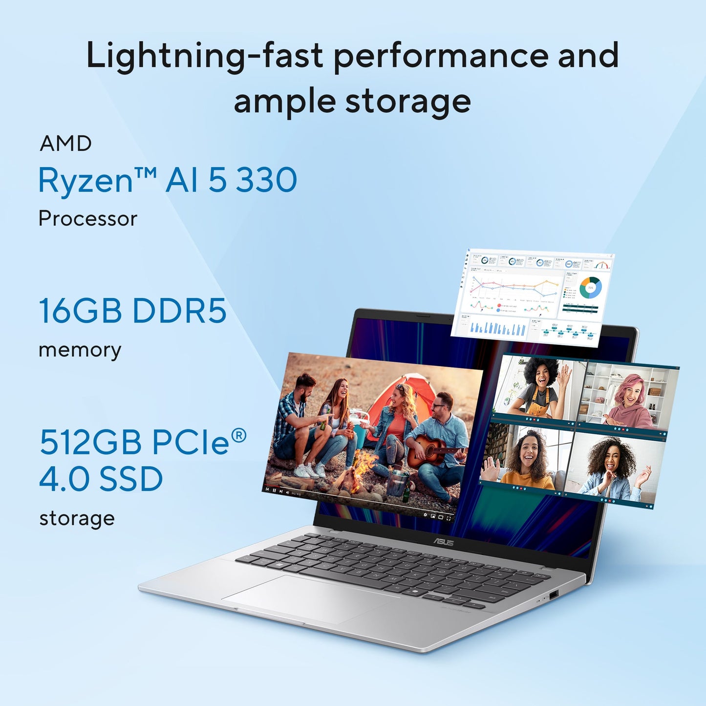 ASUS VIVOBOOK 14 M1407KA-LY131WS [AI R5-330/16GB/512GB SSD/WIN11 HOME+MS24/14.0"/INTEGRATED GRAPHICS/1 YEAR(S)/SILVER]