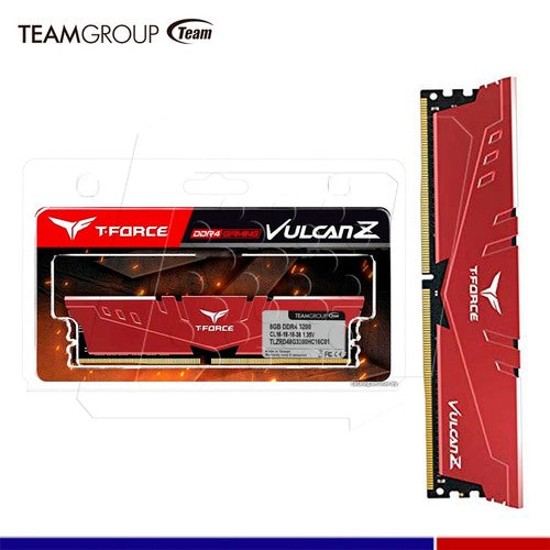 TEAMGROUP T-Force Vulcan Z Series 8GB ( 8GB x 1 ) 3200MHz DDR4 RAM ( Red ) ( CL16 )