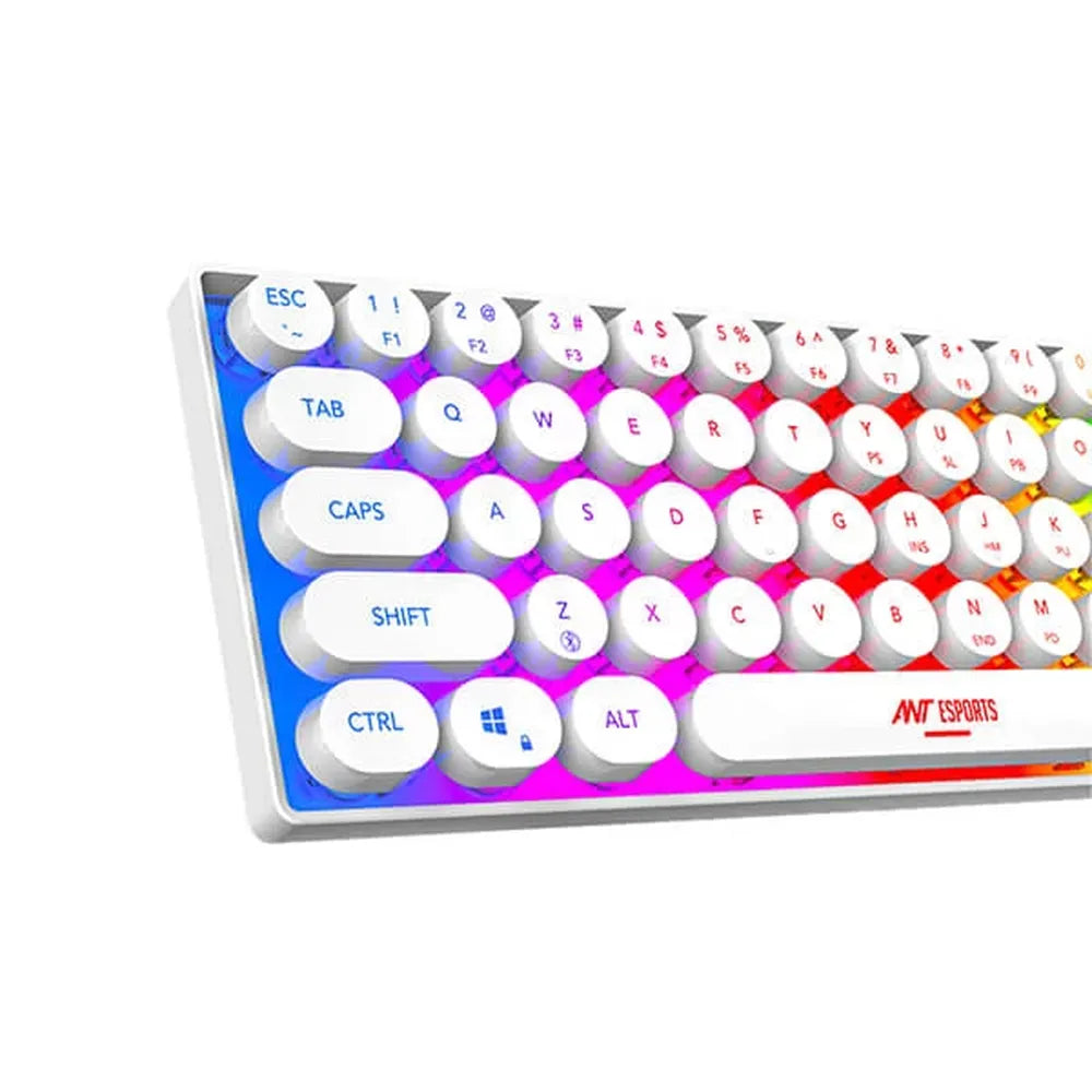 ANT ESPORTS MK1500 Mini Retro 60% Membrane Wireless Gaming Keyboard (White) (Membrane Keyboard) ( MK1500-MINI-RETRO)