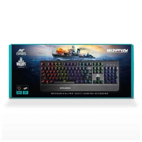 ANT ESPORTS MK3400 V2 W Pro World of warship Edition Full Size RGB Wired Mechanical Gaming Keyboard (Black) (Blue Switch) (Clicky Switch) (MK3400-V2-W- pro)