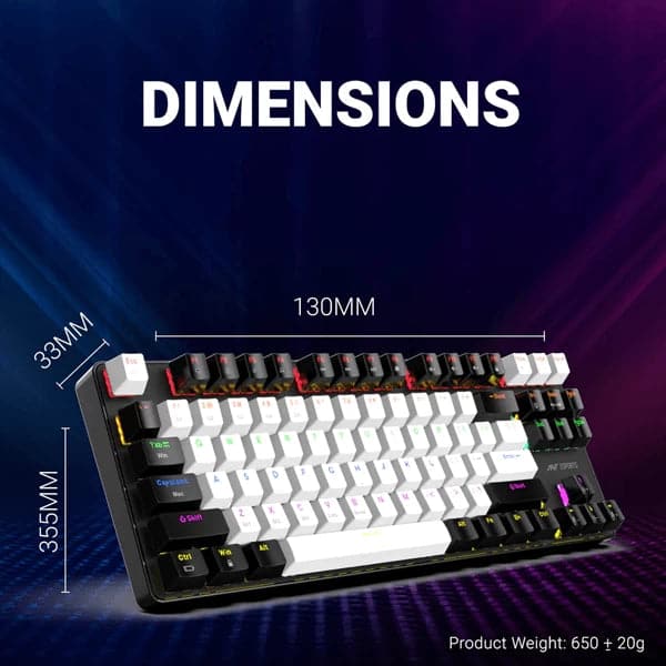 ANT ESPORTS MK 4500 Pro TKL Mechanical Wireless Gaming Keyboard (Black) (Red Switch) ( Linear Switch) (MK4500 PRO)