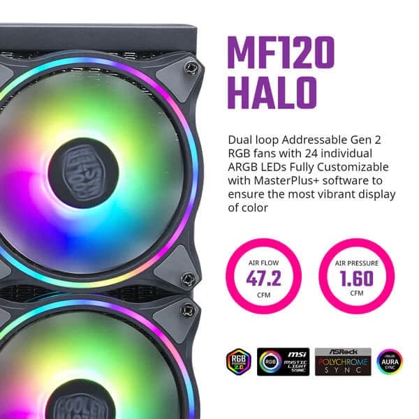 COOLER MASTER ML360 illusion ARGB 360mm CPU Liquid Cooler (Black)