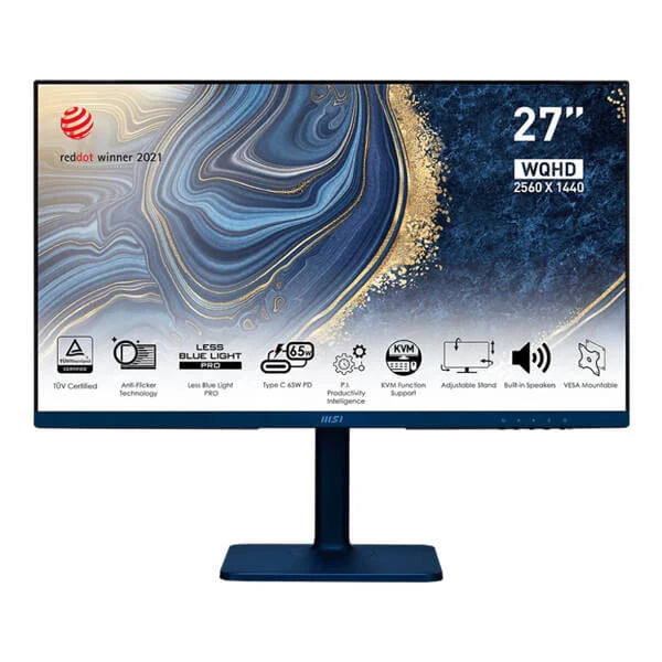 MSI Modern MD272QP Ultramarine 27 Inch QHD 75Hz IPS Panel 95% SRGB 4ms AMD Freesync IPS Bussiness Monitor