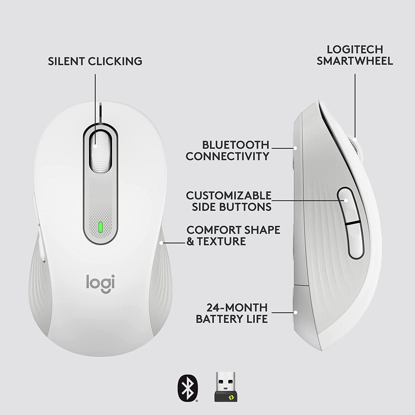 LOGITECH M650 WIRELESS MOUSE WHITE