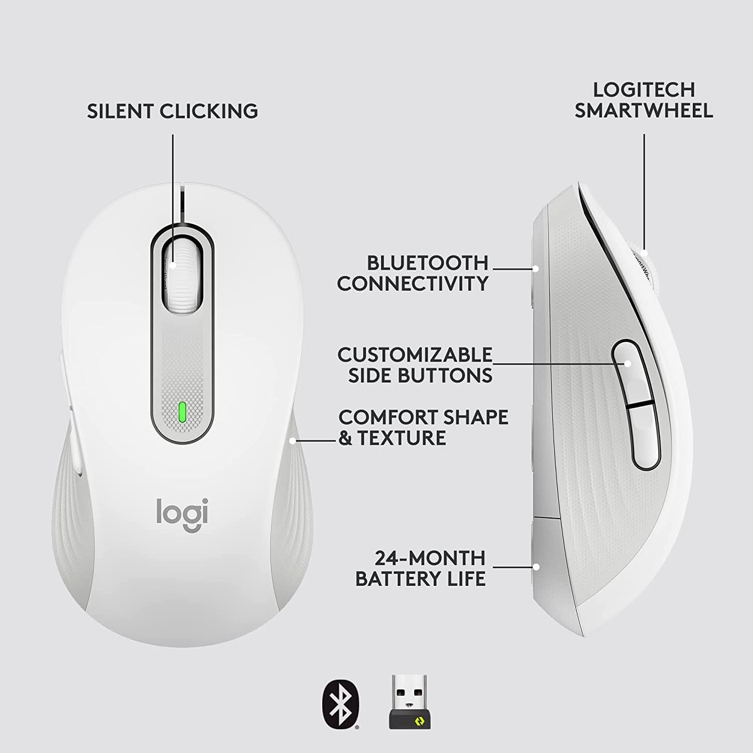 LOGITECH M650 WIRELESS MOUSE WHITE