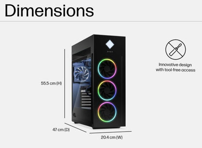 HP Omen 45L Gaming Desktop, Intel Core Ultra 9 285K processor, 64GB Ram, 2TB SSD, 2TB HDD, GeForce RTX 5090-32GB GDDR7, Win 11 Home, MS Office 2024, Black, GT22-3000IN