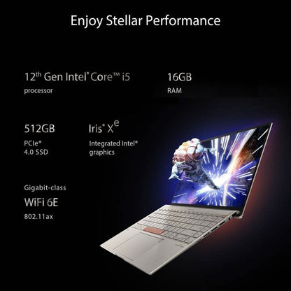 ASUS ZENBOOK 14X OLED SPACE EDITION TOUCHSCREEN INTEL H-SERIES INTEL CORE I5 12TH GEN 12500H - (16 GB/512 GB SSD/WINDOWS 11 HOME) UX5401ZAS-KN521WS THIN AND LIGHT LAPTOP (14 INCH, TITANIUM, 1.40 KG, WITH MS OFFICE)