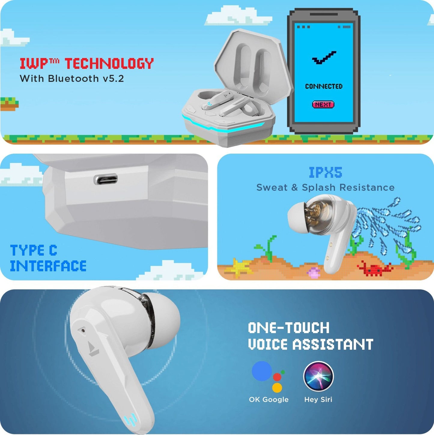 Boat Airdopes 191G Beast Mode Bluetooth Headset (White)