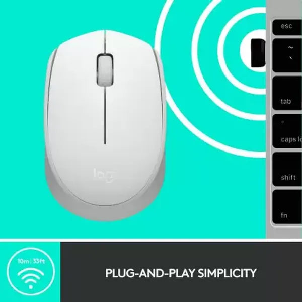 LOGITECH M171 Wireless Ambidextrous Gaming Mouse ( 1000DPI / 3 Macro Buttons ) ( Off-White )