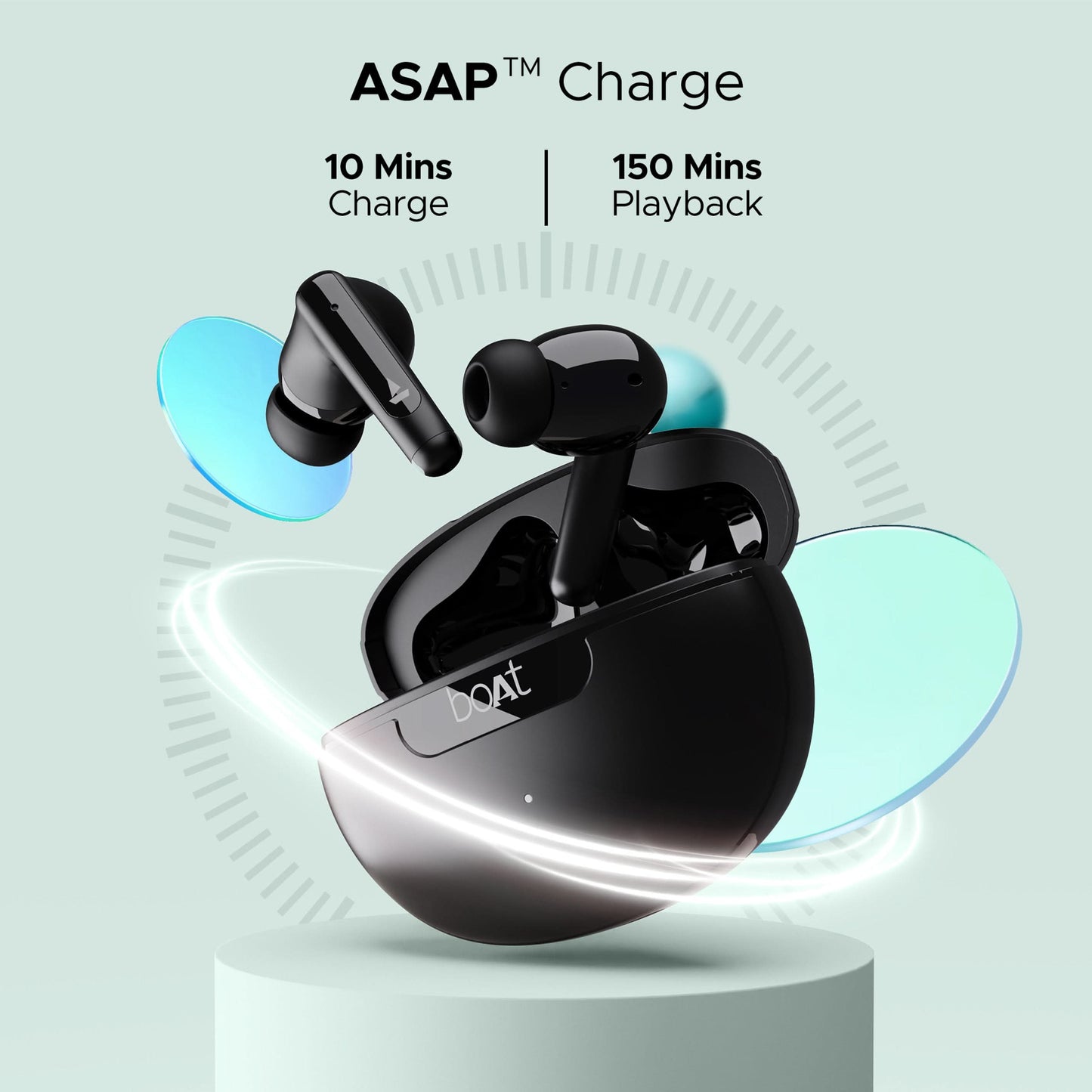 Boat Airdopes 161 ANC Active Noise Cancellation Bluetooth Earbuds (Black)