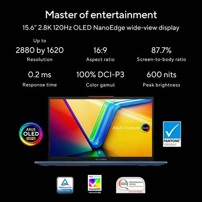 ASUS VIVOBOOK S 15 OLED INTEL CORE I9 13TH GEN 13900H - (16 GB/512 GB SSD/WINDOWS 11 HOME) S5504VA-MA941WS THIN AND LIGHT LAPTOP (15.6 INCH, SOLAR BLUE, 1.70 KG, WITH MS OFFICE)