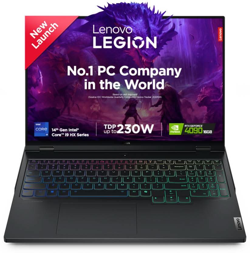 LENOVO LENVO LEGION PRO 7 INTEL CORE I9 14TH GEN 14900HX - (32 GB/1 TB SSD/WINDOWS 11 HOME/16 GB GRAPHICS/NVIDIA GEFORCE RTX 4090) 16IRX9H GAMING LAPTOP (16 INCH, ECLIPSE BLACK, 2.62 KG, WITH MS OFFICE)