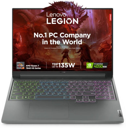 LENOVO LEGION SLIM 5 AI POWERED AMD RYZEN 7 OCTA CORE 7840HS - (16 GB/512 GB SSD/WINDOWS 11 HOME/6 GB GRAPHICS/NVIDIA GEFORCE RTX 4050) 16APH8 GAMING LAPTOP (16 INCH, STORM GREY, 2.4 KG, WITH MS OFFICE)