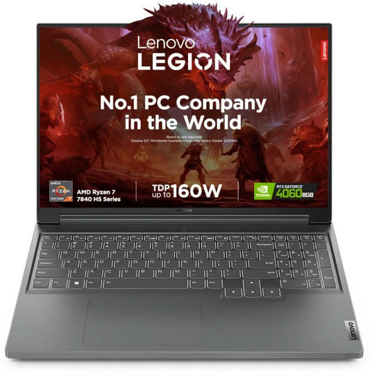 LENOVO LEGION SLIM 5 AI POWERED AMD RYZEN 7 OCTA CORE 7840HS - (16 GB/512 GB SSD/WINDOWS 11 HOME/8 GB GRAPHICS/NVIDIA GEFORCE RTX 4060) 16APH8 GAMING LAPTOP (16 INCH, STORM GREY, 2.4 KG, WITH MS OFFICE)