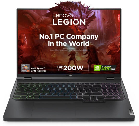 LENOVO LEGION PRO 5 AMD RYZEN 7 OCTA CORE 7745HX - (16 GB/1 TB SSD/WINDOWS 11 HOME/8 GB GRAPHICS/NVIDIA GEFORCE RTX 4070) 16ARX8 GAMING LAPTOP (16 INCH, ONYX GREY, 2.5 KG, WITH MS OFFICE)