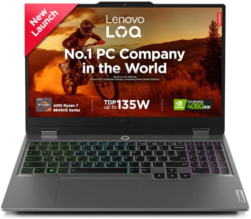 LENOVO LOQ AMD RYZEN 7 OCTA CORE 8845HS - (16 GB/1 TB SSD/WINDOWS 11 HOME/8 GB GRAPHICS/NVIDIA GEFORCE RTX 4060) 15AHP9 GAMING LAPTOP (15.6 INCH, LUNA GREY, 2.38 KG, WITH MS OFFICE)