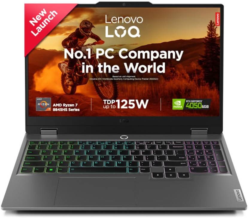 LENOVO LOQ AMD RYZEN 7 OCTA CORE 8845HS - (16 GB/512 GB SSD/WINDOWS 11 HOME/6 GB GRAPHICS/NVIDIA GEFORCE RTX 4050) 15AHP9 GAMING LAPTOP (15.6 INCH, LUNA GREY, 2.38 KG, WITH MS OFFICE)