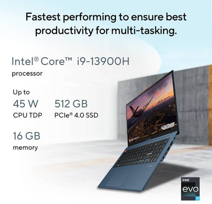 ASUS VIVOBOOK S 15 OLED INTEL CORE I9 13TH GEN 13900H - (16 GB/512 GB SSD/WINDOWS 11 HOME) S5504VA-MA941WS THIN AND LIGHT LAPTOP (15.6 INCH, SOLAR BLUE, 1.70 KG, WITH MS OFFICE)