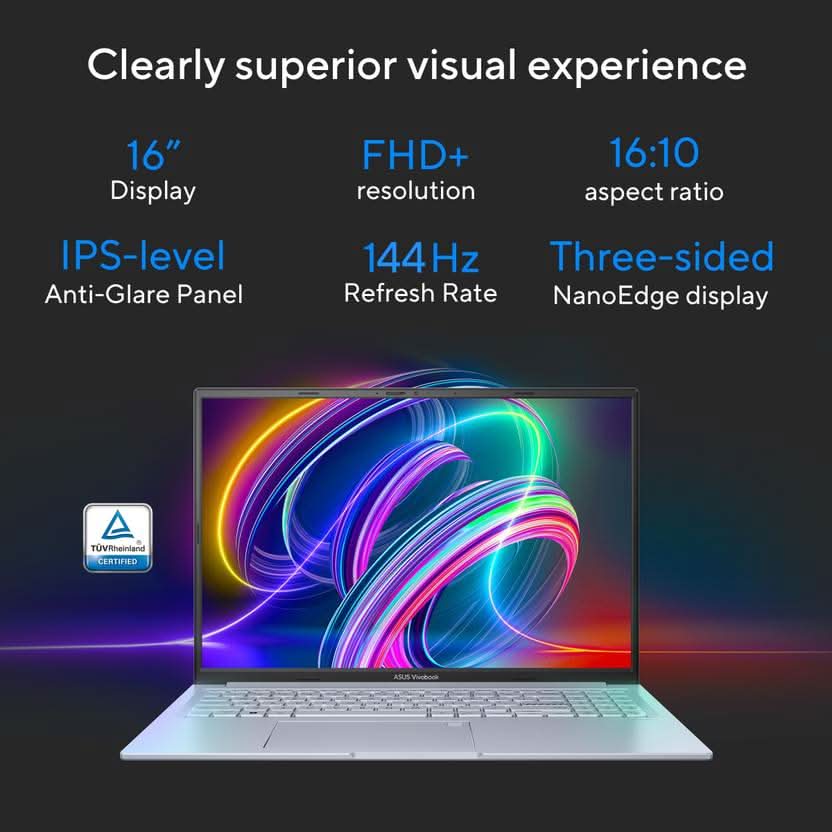 ASUS VIVOBOOK 16X FOR CREATOR, INTEL CORE I5 12TH GEN 12500H - (8 GB/512 GB SSD/WINDOWS 11 HOME/4 GB GRAPHICS/NVIDIA GEFORCE RTX 2050) K3605ZF-RP258W GAMING LAPTOP (16 INCH, COOL SILVER, 1.80 KG)