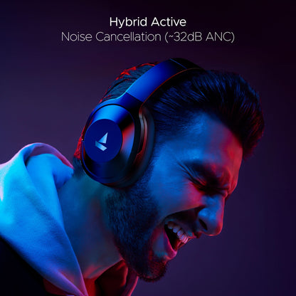 Boat Nirvanaa 751 ANC Hybrid Active Noise Cancellation Bluetooth Headset (Gunmetal Grey)