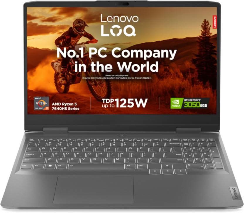 LENOVO LOQ AMD RYZEN 5 HEXA CORE 7640HS - (16 GB/512 GB SSD/WINDOWS 11 HOME/6 GB GRAPHICS/NVIDIA GEFORCE RTX 3050) 15APH8 GAMING LAPTOP (15.6 INCH, STORM GREY, 2.4 KG, WITH MS OFFICE),82XT00EEIN