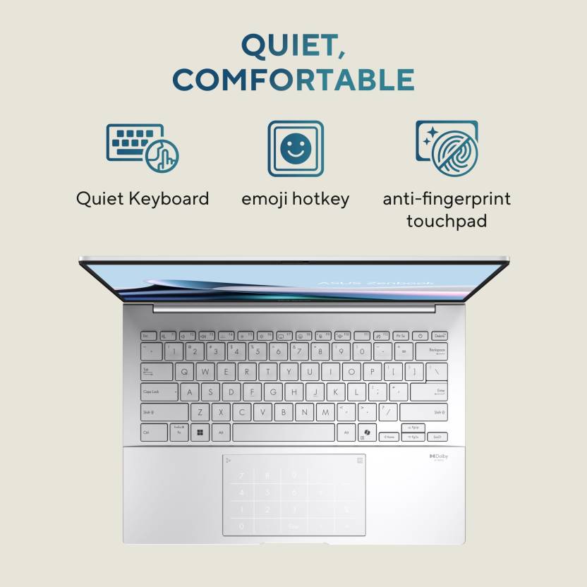 ASUS ZENBOOK 14 OLED (2025) WITH OFFICE 2024 + M365 BASIC*, AI PC INTEL CORE ULTRA 9 285H - (32 GB/1 TB SSD/WINDOWS 11 HOME) UX3405CA-PZ349WS THIN AND LIGHT LAPTOP (14 INCH, FOGGY SILVER, 1.28 KG, WITH MS OFFICE)