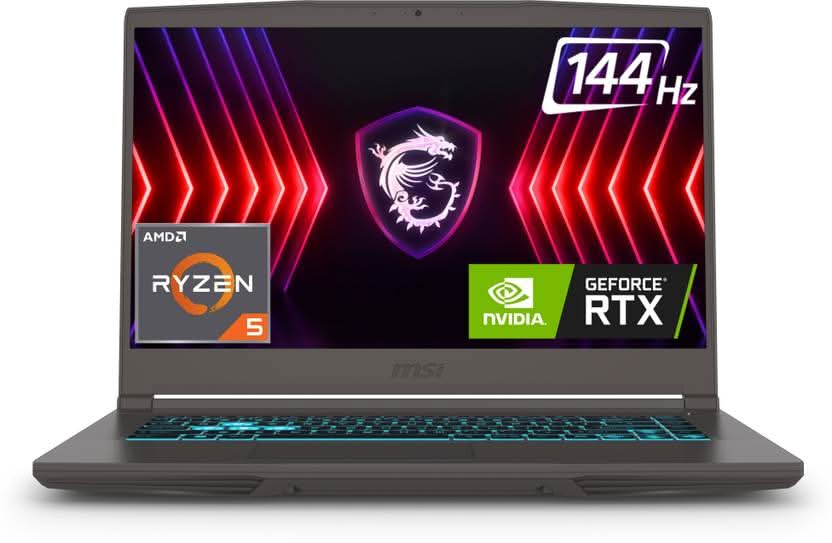 MSI THIN A15 AMD RYZEN 5 HEXA CORE 7535HS - (16 GB/512 GB SSD/WINDOWS 11 HOME/4 GB GRAPHICS/NVIDIA GEFORCE RTX 3050/144 HZ) THIN A15 B7UC-284IN GAMING LAPTOP (15.6 INCH, COSMOS GRAY, 1.86 KG, WITH MS OFFICE)