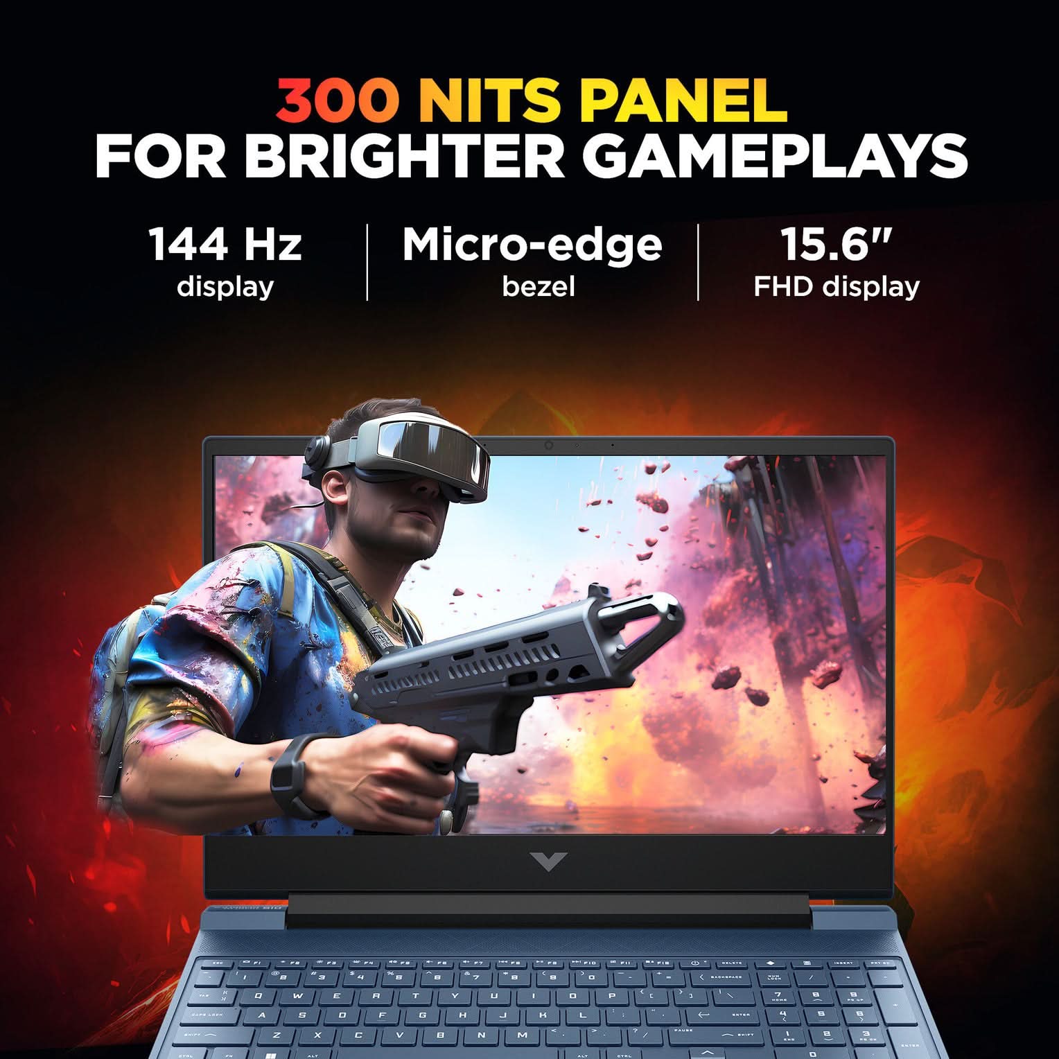 HP Victus AMD Ryzen 7 Hexa Core 7445HS - (16 GB/512 GB SSD/Windows 11 Home/6 GB Graphics/NVIDIA GeForce RTX 4050) 15-fb3130AX Gaming Laptop (15.6 Inch, Performance Blue, Chrome Logo, 2.29 Kg)