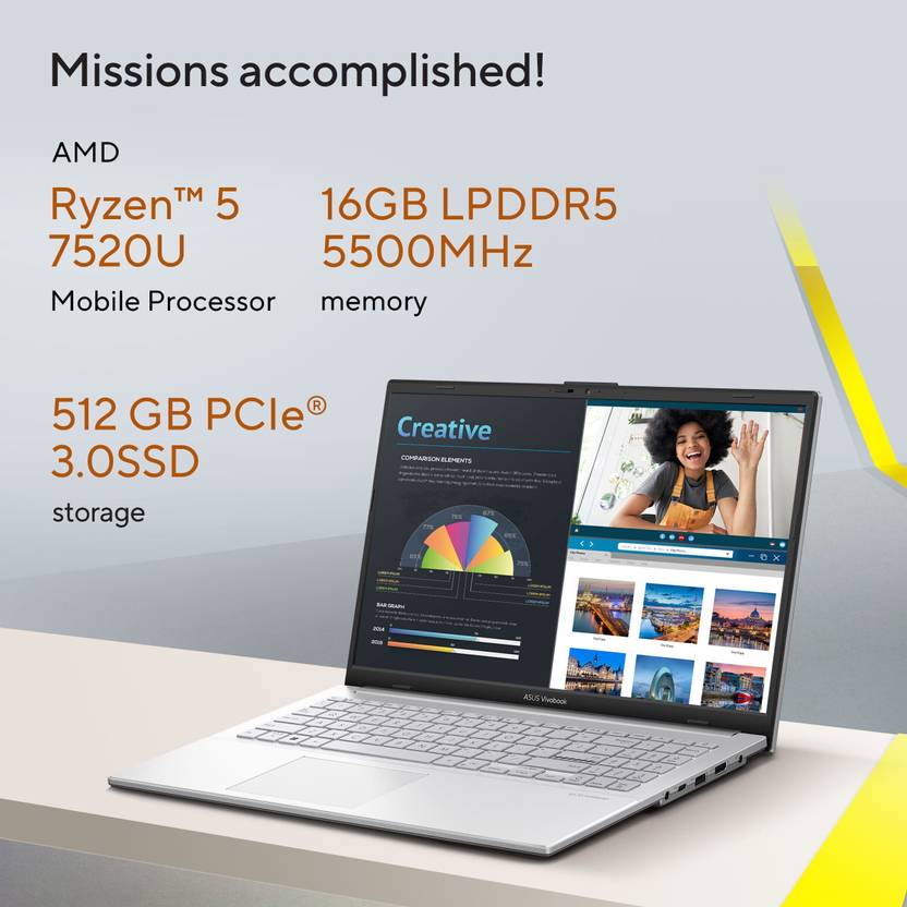 ASUS VIVOBOOK GO 15 E1504FA-BQ2541WS [R5-7520U/16GB/512GB SSD/WIN11 HOME+MS24/15.6"/INTEGRATED GRAPHICS/1 YEAR(S)/SILVER]