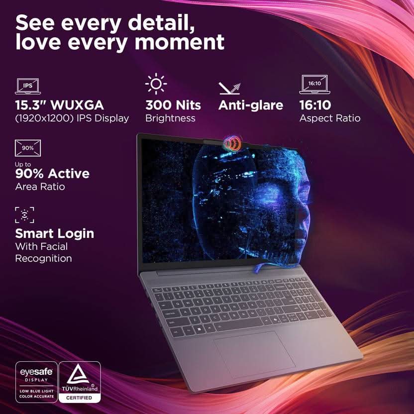 Lenovo IdeaPad Slim 3 13th Gen Intel Core i5-13420H, 16GB, 512GB SSD, Intel Integrated UHD, 16 Inch WUXGA, Win 11 Home, MS Office 2024, Luna Grey, 83K100RWIN