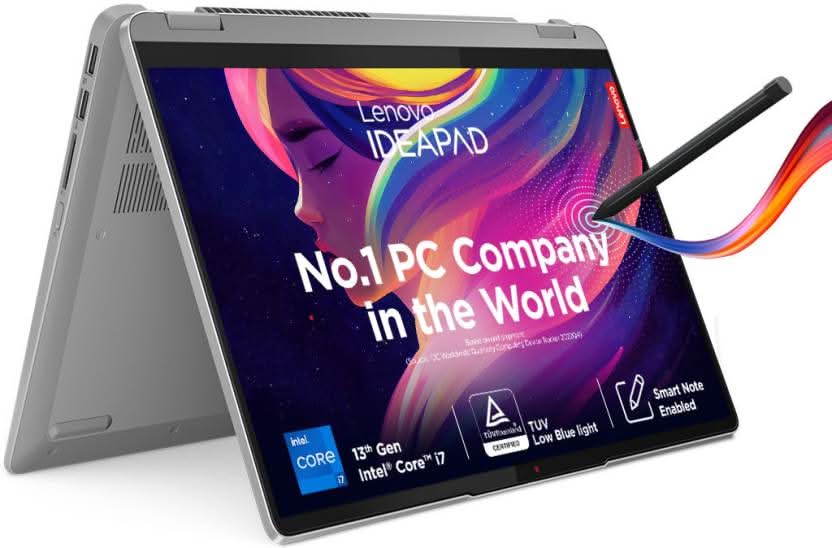 LENOVO IDEAPAD FLEX 5 INTEL CORE I7 13TH GEN 1355U - (16 GB/512 GB SSD/WINDOWS 11 HOME) 14IRU8 2 IN 1 LAPTOP (14 INCH, ARCTIC GREY, 1.5 KG, WITH MS OFFICE)