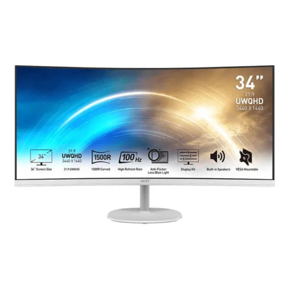 MSI Pro MP341CQW 34 Inch 2K 100Hz VA Panel 116%SRGB AMD Free Sync Business Monitor